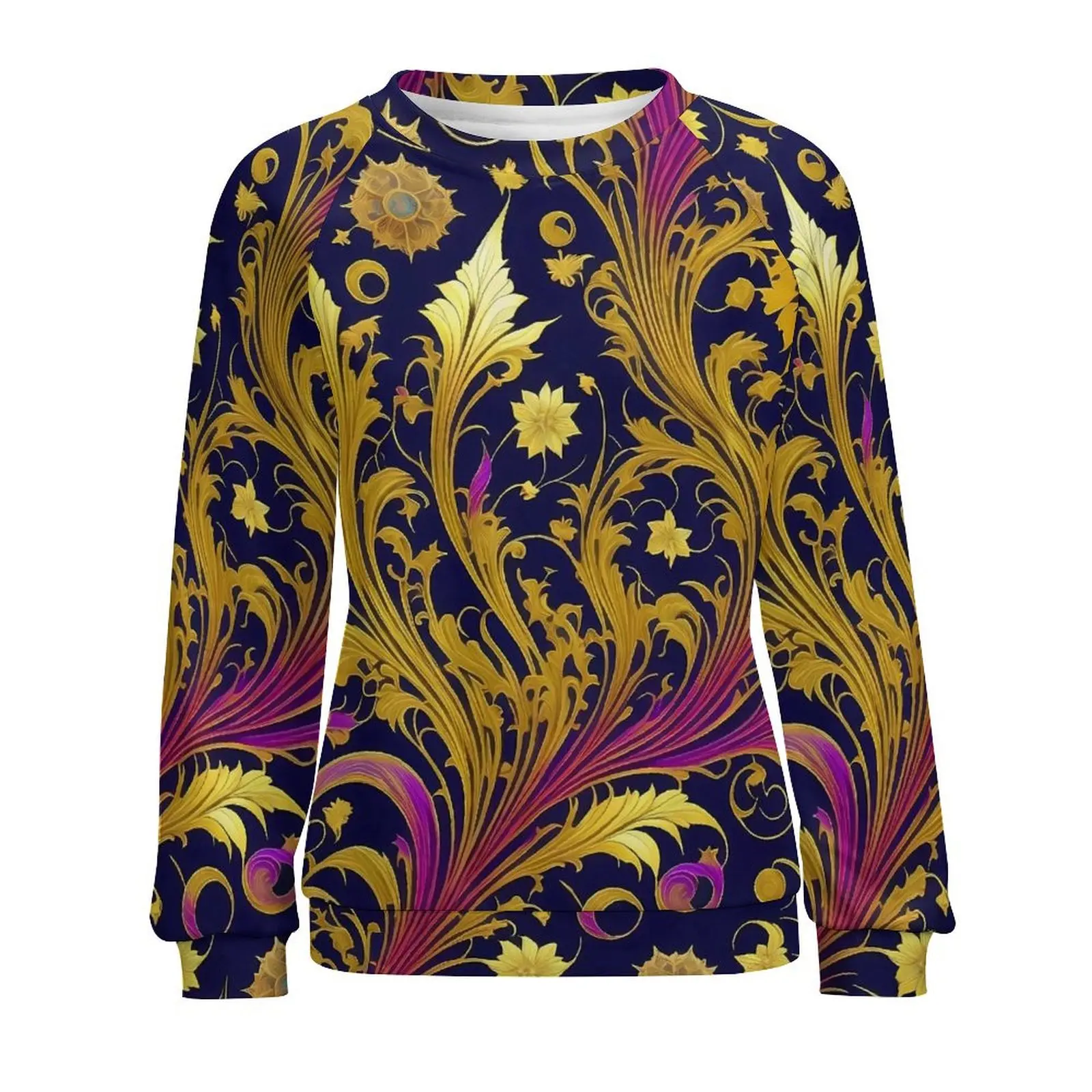 Art Nouveau Alphonse Hoodies Mucha Gouden Bladeren Bloemen Street Fashion Oversized Hoodie Dames Lange Mouw Print Casual Kleding