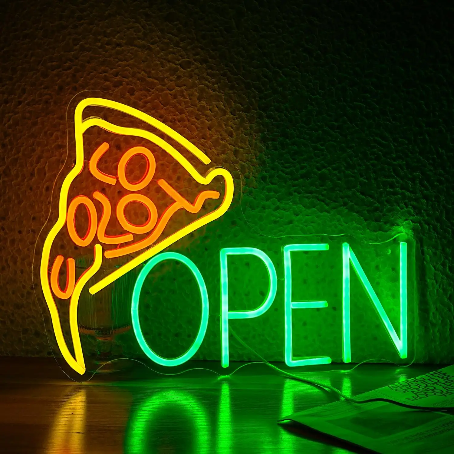 Pizza Open Neon Sign Delicious Pizza Dimmerabile Led Neon Light Decorazione da parete per Pizza Ristoranti Mercato Convenienza Negozi Affari