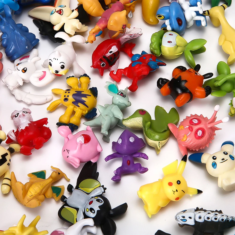 24-144pcs Pokemon Action Figure Pikachu Anime Model 2-3CM Sier Decoratie Mini Model Pop Speelgoed kinderen Kerstcadeaus