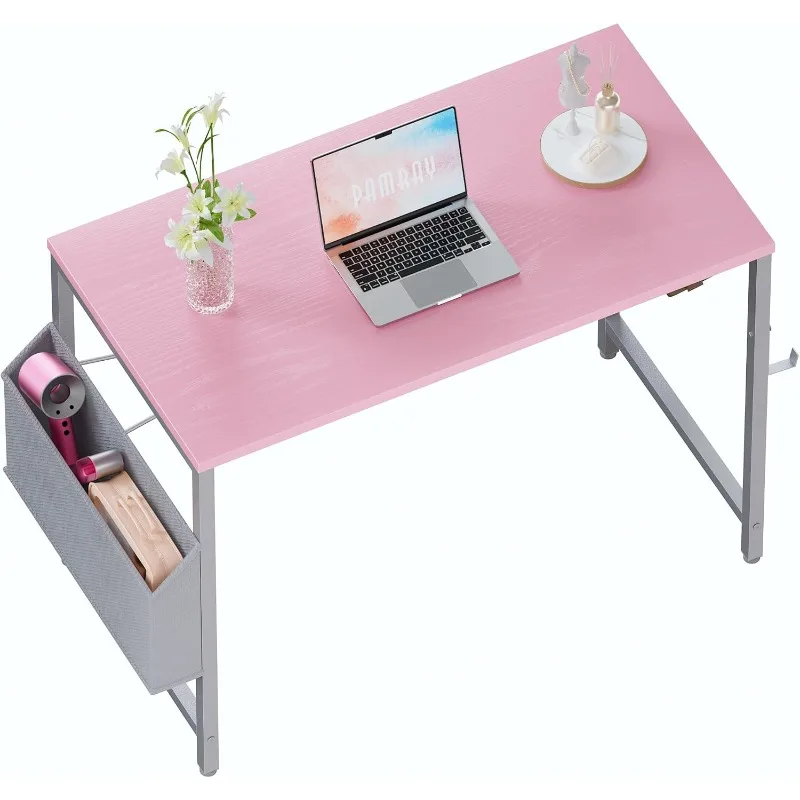 32 Inch Computer Desk for Small Spaces with Storage Bag, Home Office Work Headphone Hook, Study Writing Table