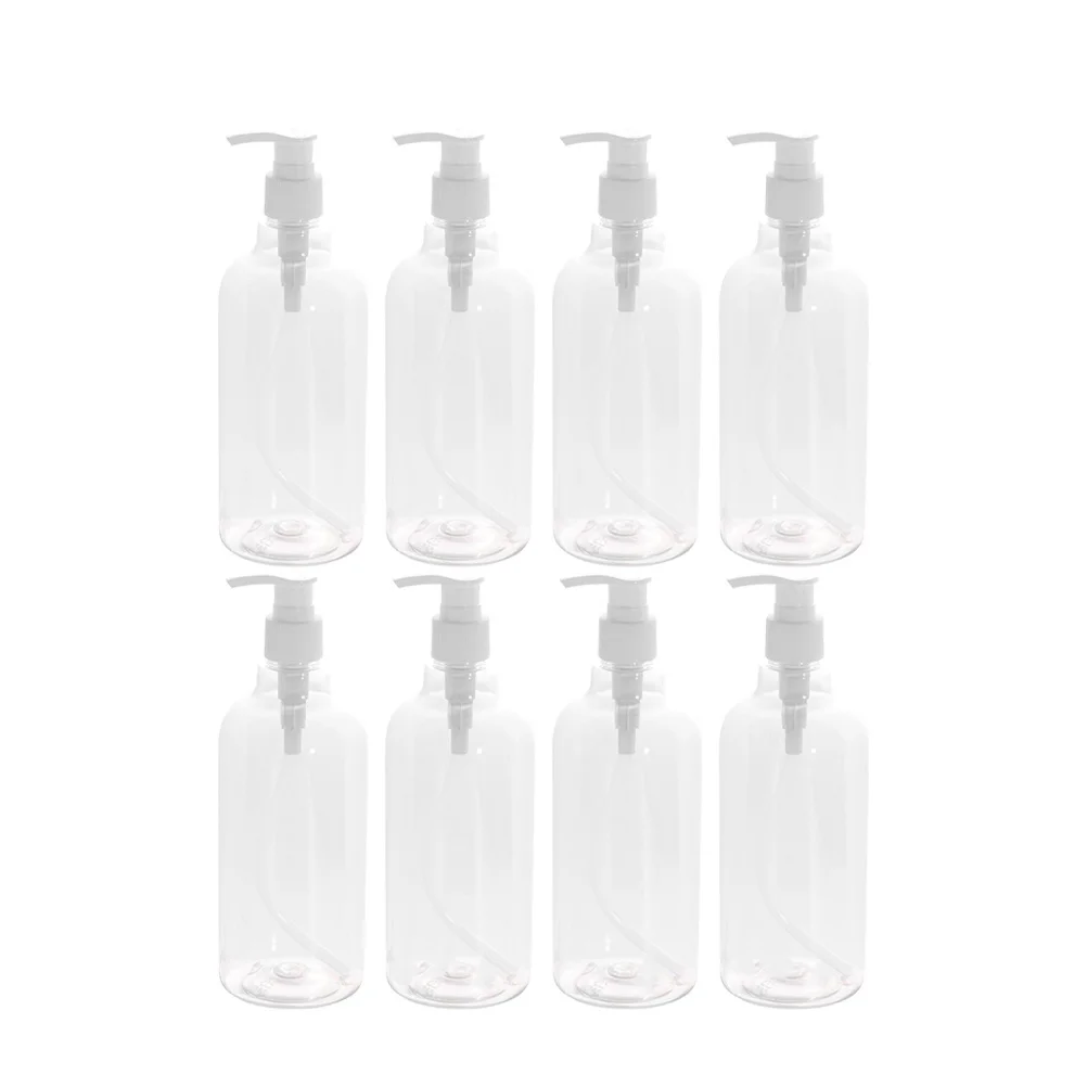 

8Set Large Capacity Refillable Dispenser Bottles Transparent Pump Bottles for Travel Shampoo Shower Gel Liquid Soap