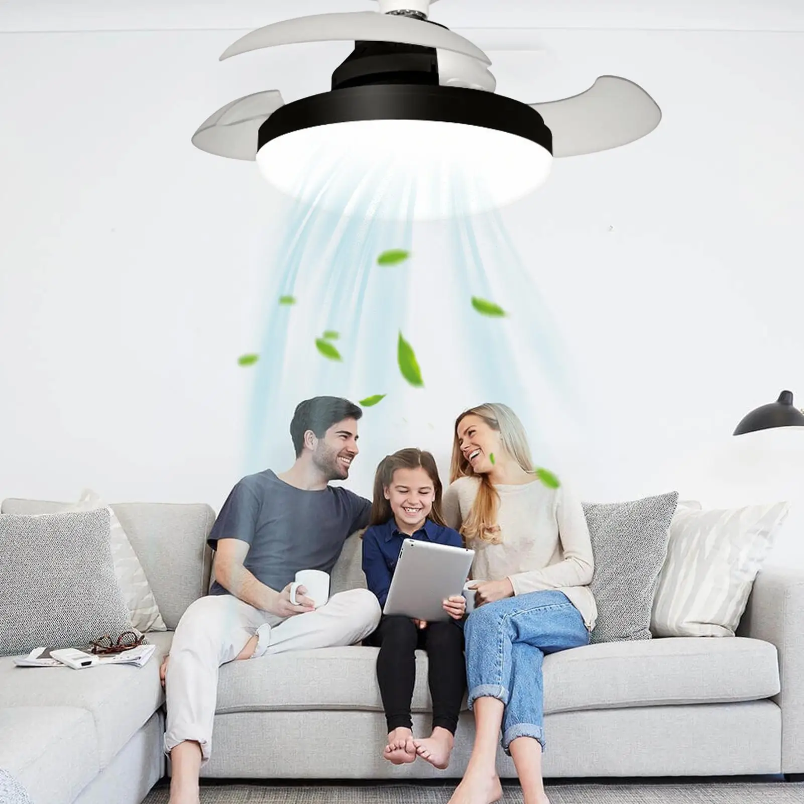 

Modern Ceiling Fan with Light Bedroom Remote Control Ceiling Fan Light Space-Saving Noiseless Blower Cooling Device for Nursery