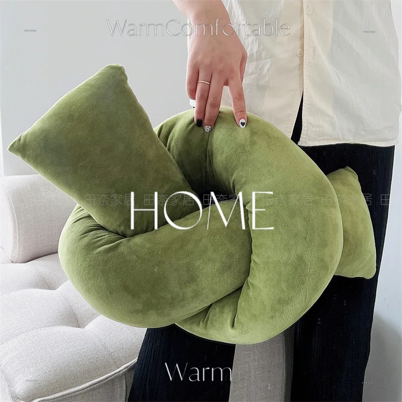 

MOMO Ins Scandinavian Twisted Knot Pillow Shaped Knot Waist Pillow Soft Sofa Cushion Sleeping Pillow Bedside Bolster Pillow