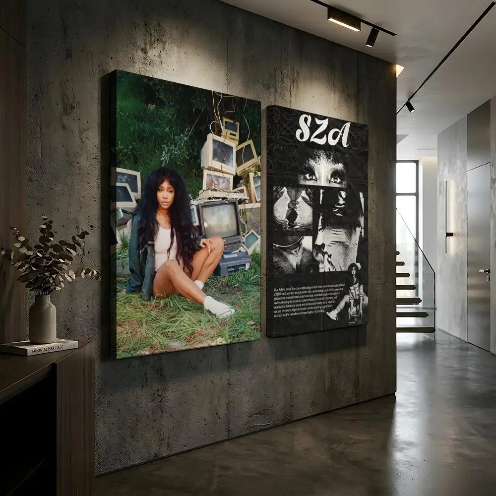 S-SZA SOS S-Solana Imani Rowe Framed Wall Painting Canvas Wall Art Inner Frame Waterproof Home Decor For Living Room