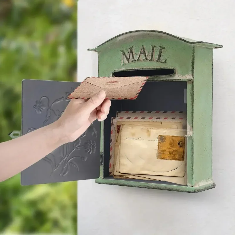 Wall Mounted Mail Boxes for House Gates Iron Post Box Art Mailbox Parcel Delivery for Home Garden
