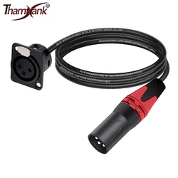 D Type XLR Female Panel Mount to XLR Male Plug Pass Through Cable,3Pin XLR Feed/Pass Thru Converter Compatible with Microphone