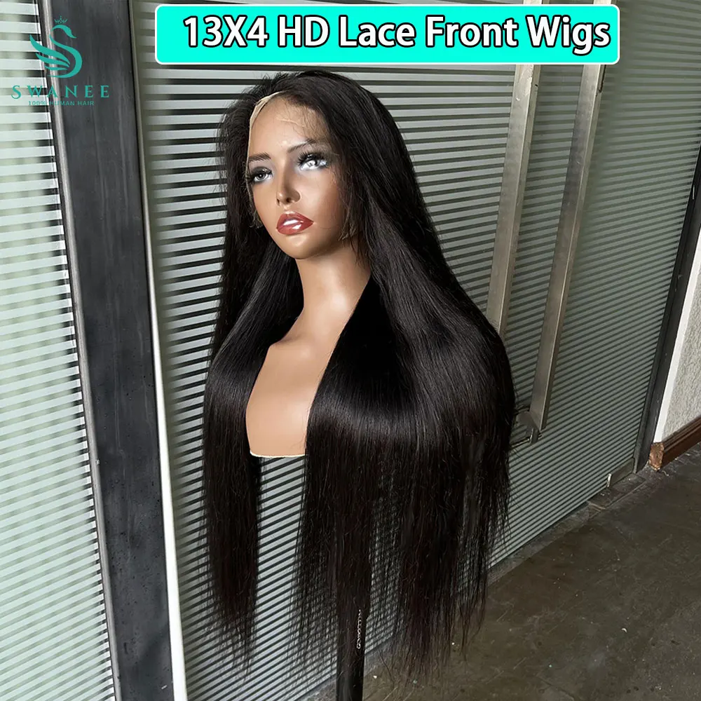 

250% Density Straight HD Transparent 13x4 Lace Frontal Wig 28 30 Inch 5x5 Lace Front 100% Human Hair Wigs For Black Women
