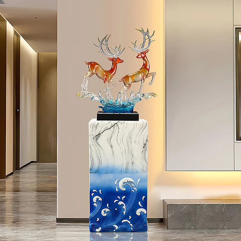 Home Decor,Couple Deer Sculpture Decoration,Hotel Living Room Entrance,Foyer Fulu Statue Art Decorations Gift