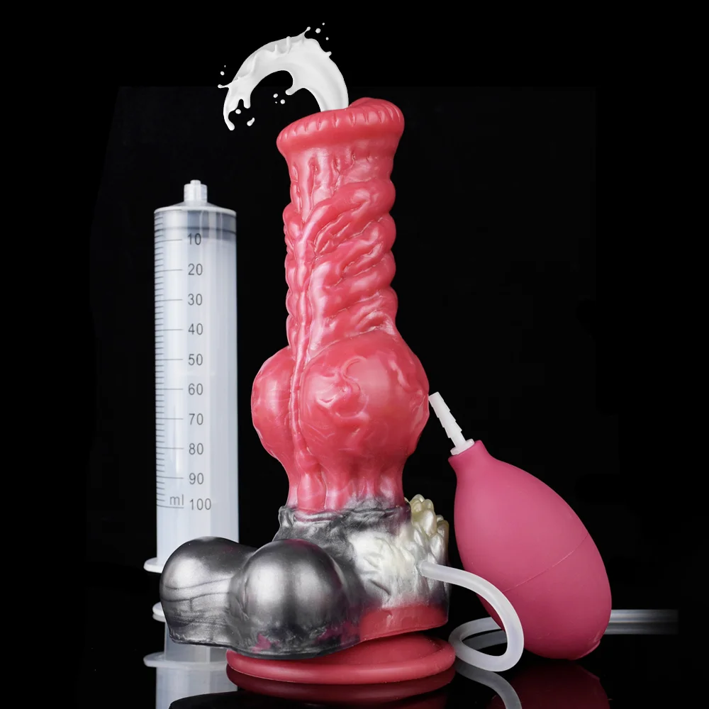 

Silicone Large Huge Simulated Semen Ejection Animal Penis with Suction Cup Ejaculation Dildo Female Masturbator Flirting Sex Toy