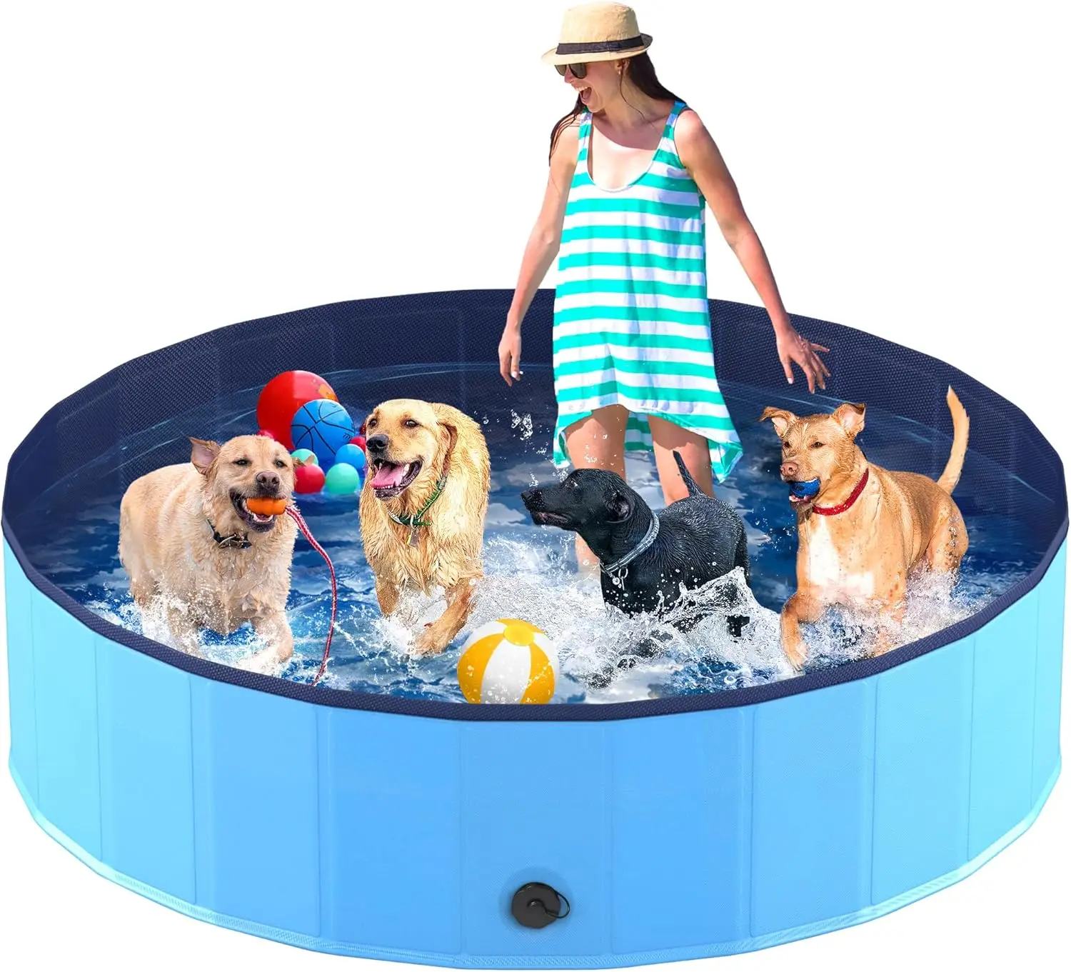 Piscina Plegable para Perros, Bañera de Plástico Rígido Plegable para Mascotas, para Perros y Gatos, Interior y Exterior, 80x12 Pulgadas
