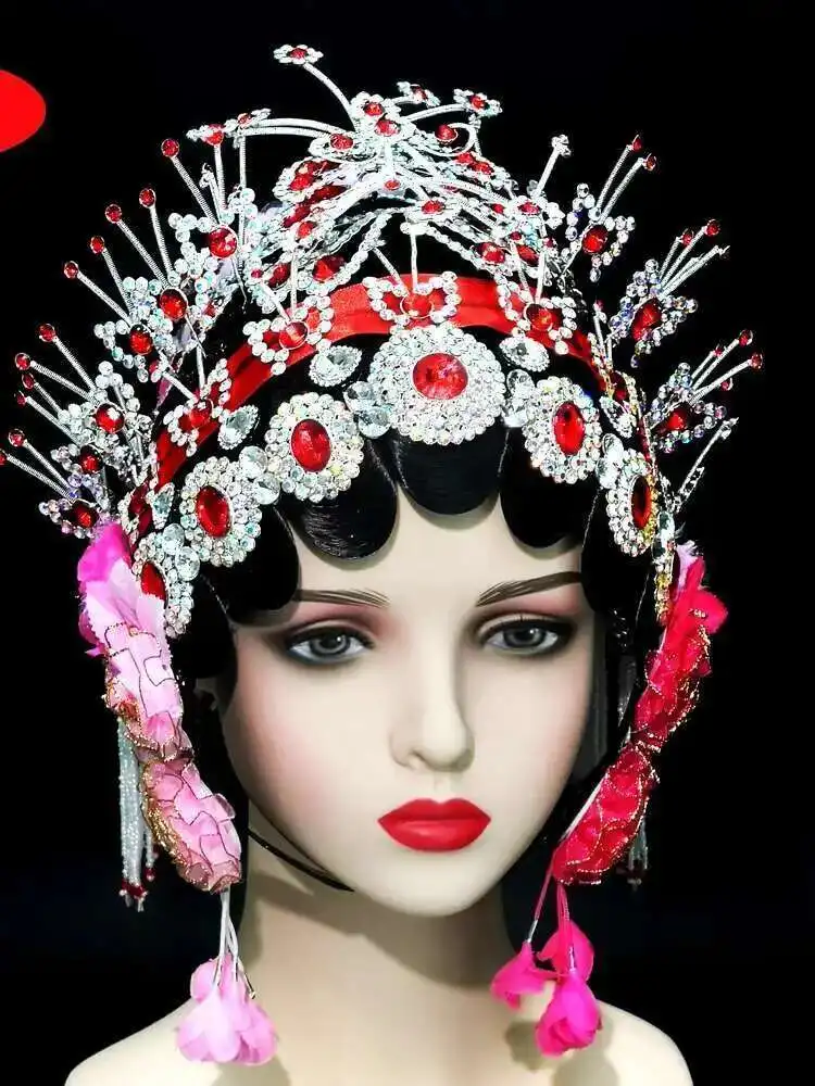 

Opera Headwear Drama Ethnic Dance Yangko Qingyi Qiaohuadan Miss Maid Beijing Henan Opera Integrated Singing Headgear