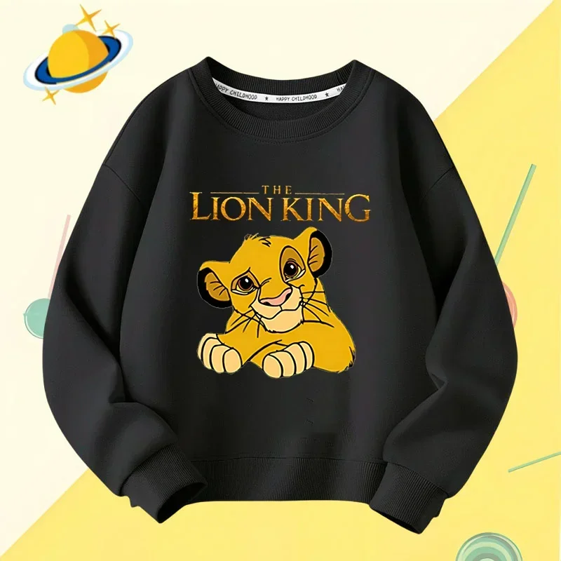 Lion King children\'s crewneck hoodie Disney cartoon print autumn and winter long-sleeved sweatshirt boys and girls casual top