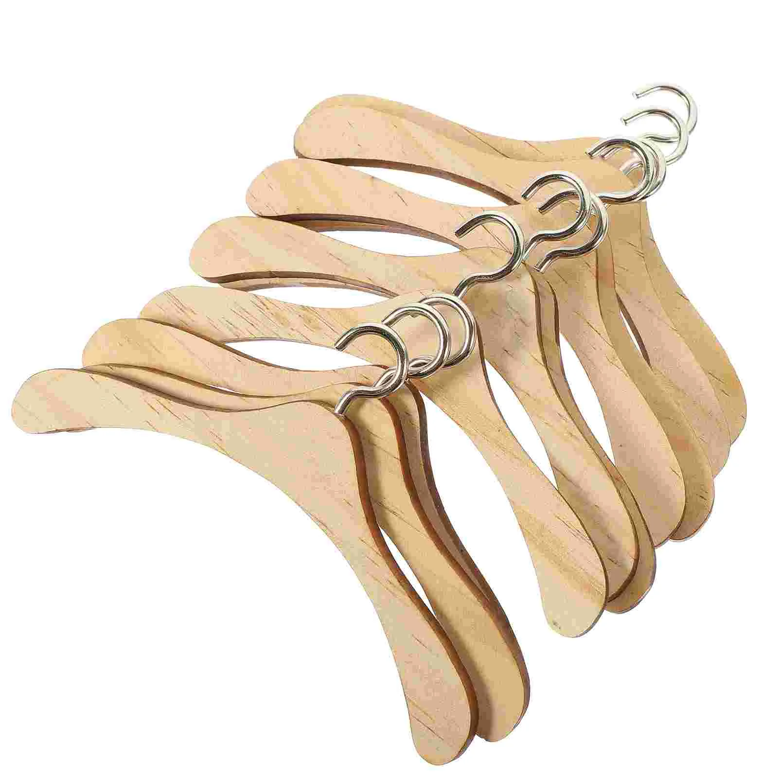 10 Pcs Hangers Bjd Salon Home Supplies 10pcs (12cm Hanger) Mini Wooden Miniature Small Clothes Toddler