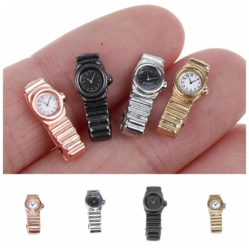 Simulation Toy Model Toy Metal Watch Wristwatch Metal Dollhouse Wrist Watch Model Scene Props Cute Miniature Watch Decorations