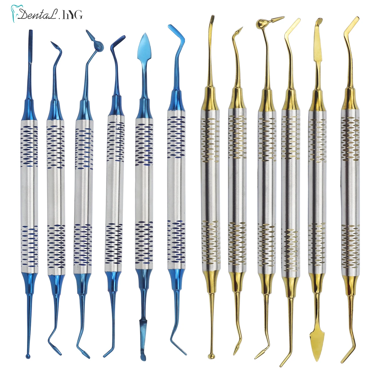 6Pcs/Set Dental Composite Resin Filling Spatulas Double Head Titanium Plated Head Fill Restoration Set Dentist Accessories Tool