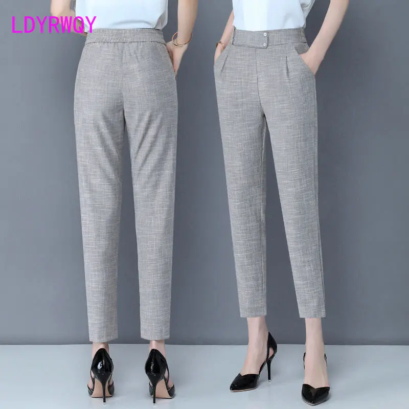 Harun Pants Women's Pants 2022 Spring Summer New High Waist Loose Cropped Pants Casual Leggings Grey Suit Pants