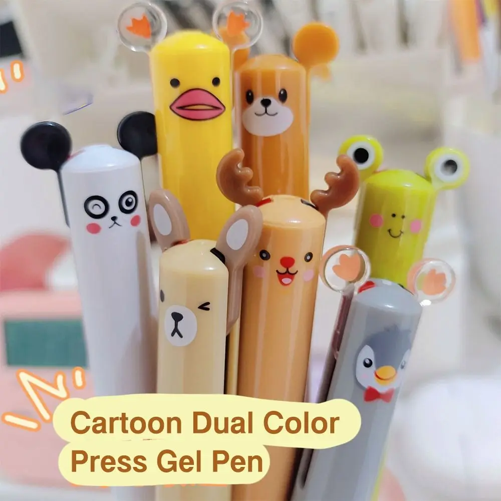 

Шариковая ручка с черными/красными чернилами, наконечник 0,7 мм, двухцветная ручка для ушей животных, форма ушей животных, тип пресса, ручка для подписи, школьный офис