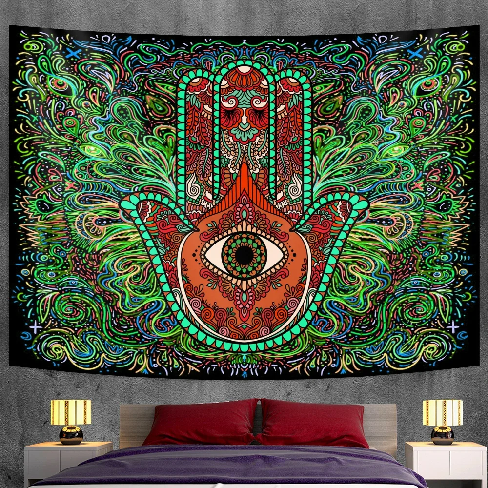 Lucky hand home decoration tapestry wall hanging Mandala witchcraft tapestry yoga mat Bohemian Upholstered Sofa blanket