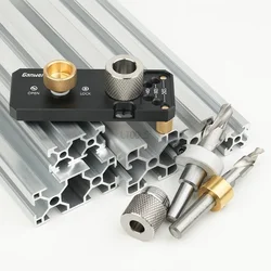 Aluminum Profile Positioning Punching Locator 20/30/40 Series Profile Universal Drilling Jig Set with M6 and M8 Step Drill Bits