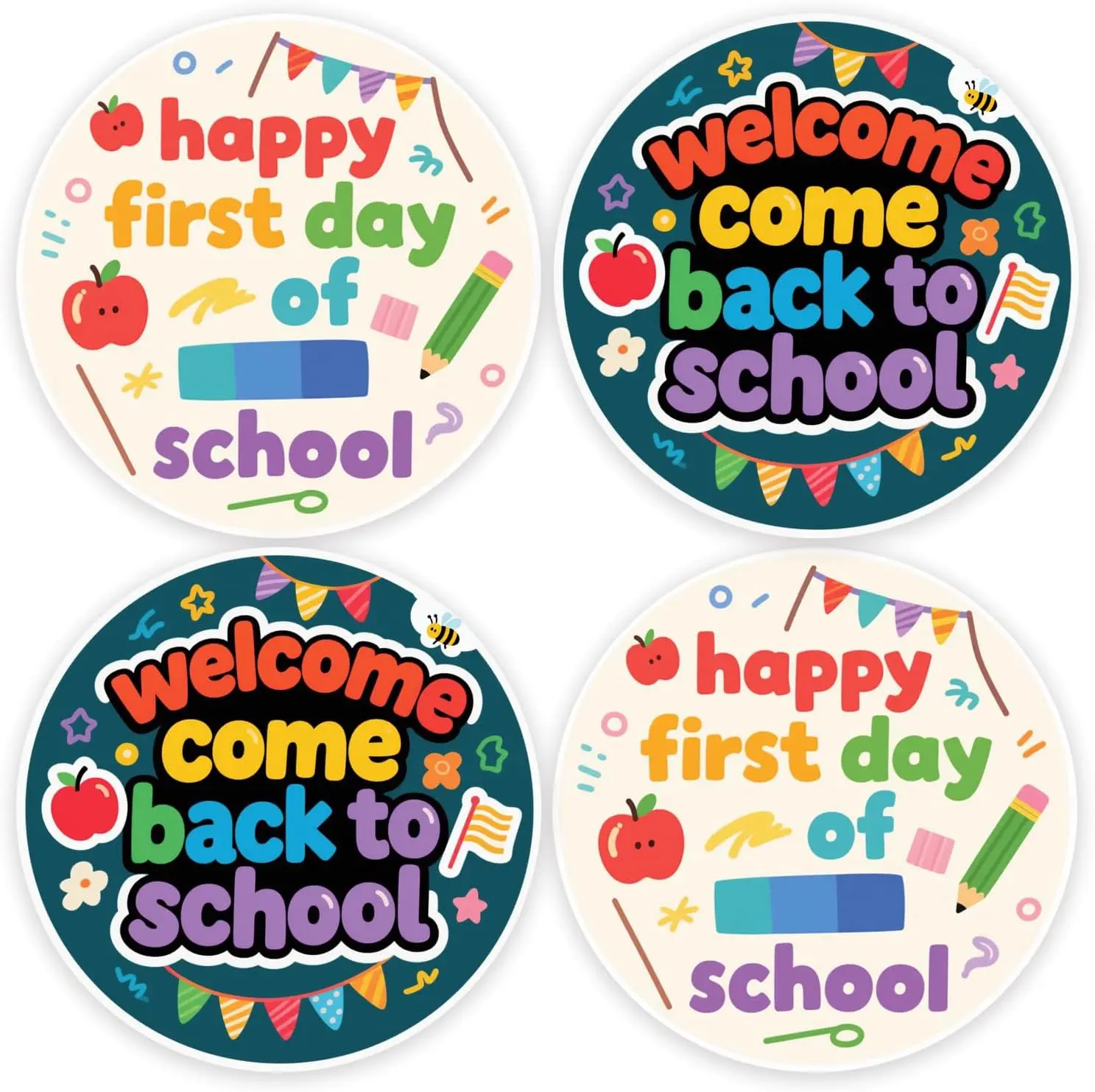 

500 шт., наклейки «Добро пожаловать обратно в школу», 2 дюйма, наклейки «Счастливый первый день школы», наклейки для упаковки, конверта, приглашения, скрапбукинга