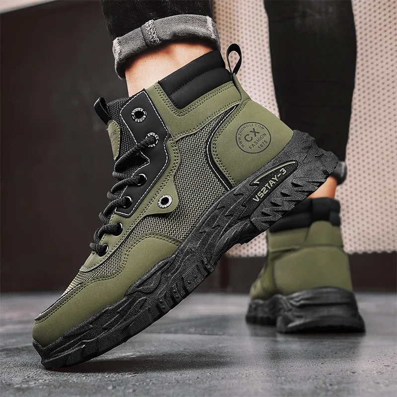 أحذية العمل الرجالية الشتوية الدانتيل متابعة أحذية رجالية منصة السلامة الدافئة حجم 44 تعزيز مصمم الأزياء المضادة للانزلاق