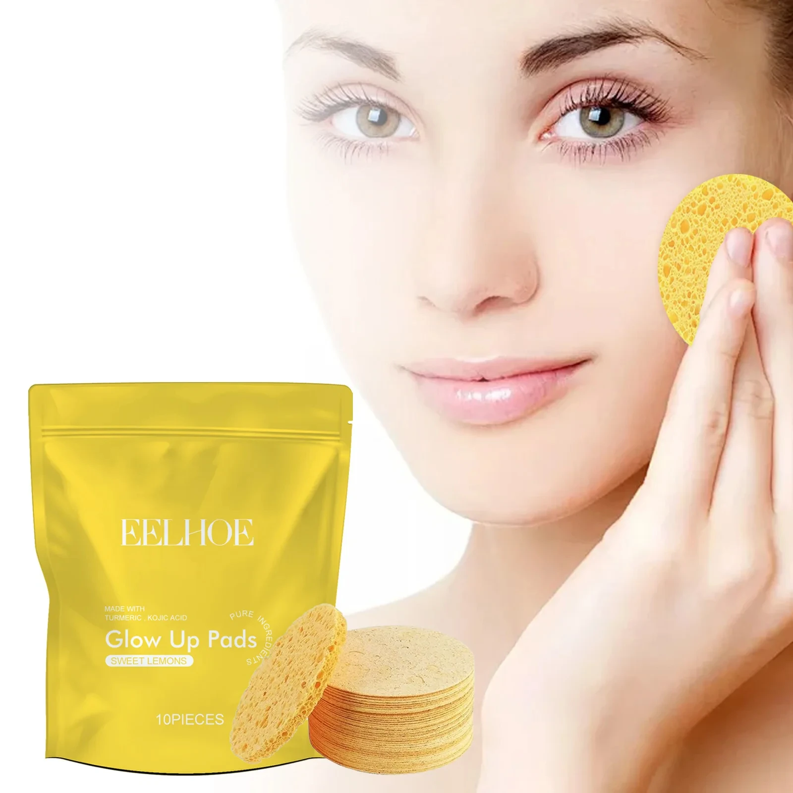 Turmeric Cleansing Pad Deeply Cleanses Skin Removes Dirt Controls Oil and Softens Exfoliated Tender Skin Fades Dark Spots 10Pcs