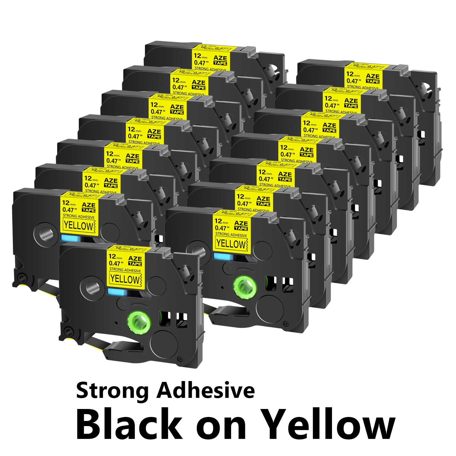 

15PK Black on Yellow Strong Adhesive Labels Tape Compatible for Brother TZe-s631 9/12/18/24mm Label Ribbon for P-Touch Printers