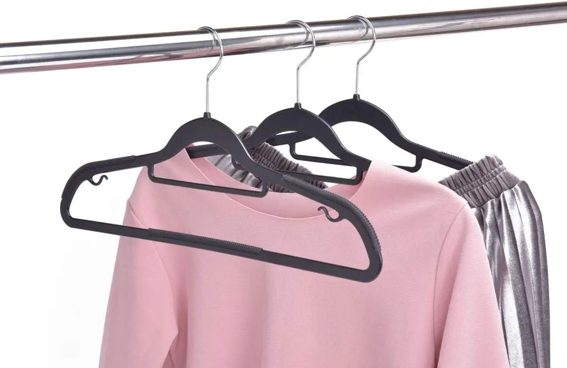 Quality Hangers Clothes Hangers 50 Pack - Non-Velvet Plastic Hangers for Clothes - Heavy Duty Coat Hanger Set