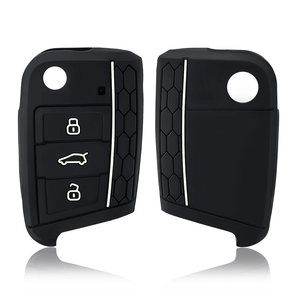 Funda de Silicona para Llave de 3 Botones Compatible con VW GOLF 7 MK7 SKODA SEAT 2014 2015 2016 FOB HULL OCTAVIA COMBI LEON IBIZA CUPTRA