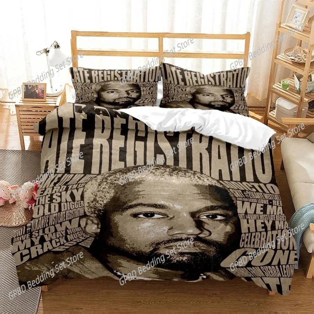 

Rapper Kanye West Musik 3D Bedding Set Duvet Cover Pillowcases Single Twin Full Queen King Size Home Decor Quilt Boys Gift