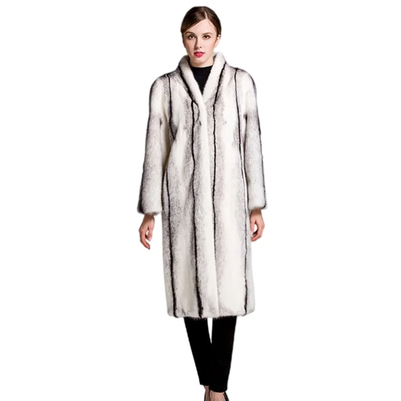 Honest Queen winter high quality women mink fur coat natural color real long fashion temperament Slim beautiful Tailored