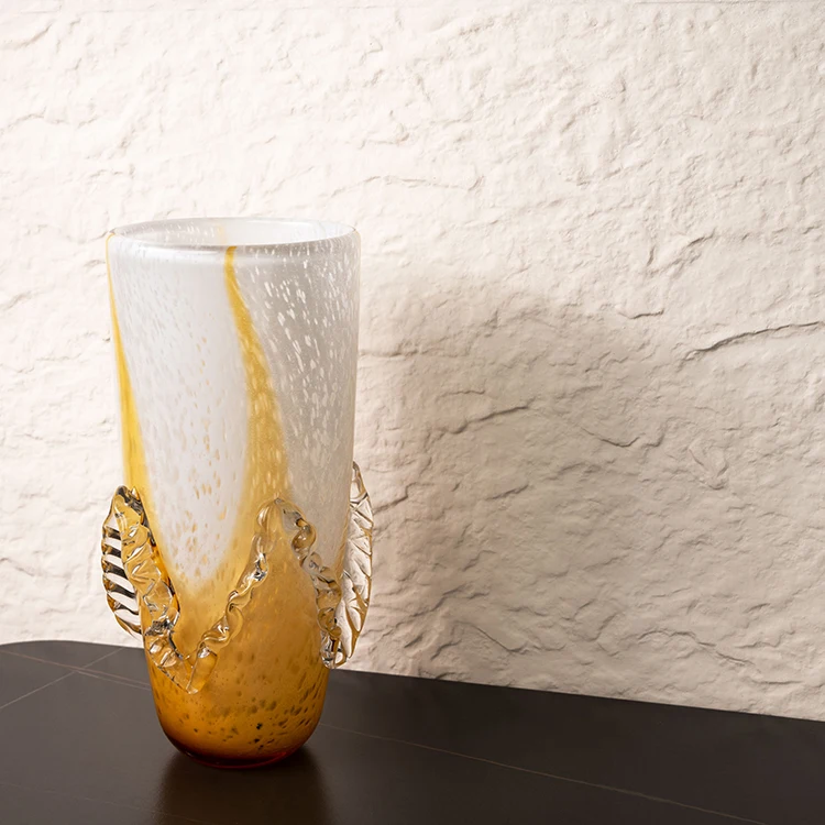 Modern Home Decor Art Design Study Room Living Room Hotel Party Decoration Amber Crystal Translucent Flower Vase