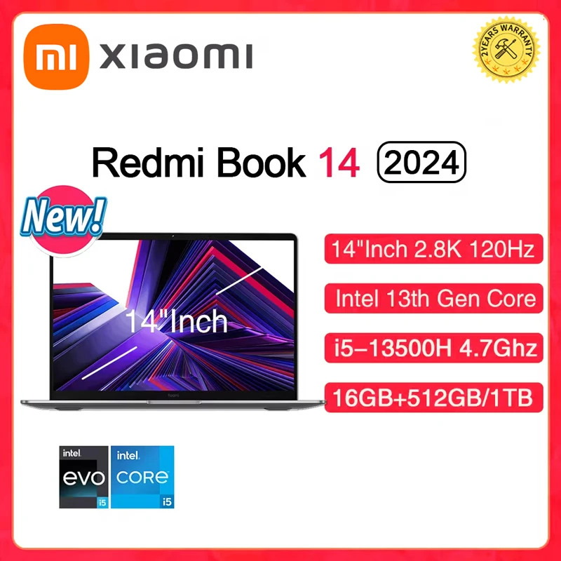 Xiaomi Redmi Book 14 Laptop Intel i5-13420H 16G 512G/1T SSD 14Inch 2.2K 60Hz Screen 38W Mi Portable Office Notebook