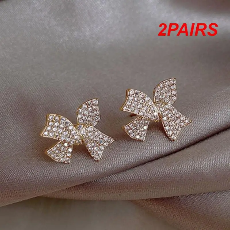 2PAIRS Small Earrings High Quality Great For Wedding Celebrations Drill Best Seller Alloy Popular Unique Spiral Pattern Earrings