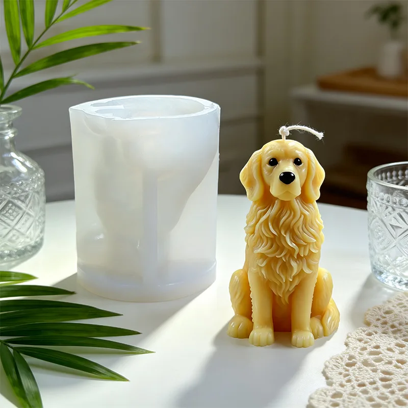 Golden Retriever Corgi Dog Candle Silicone Mold DIY Handmade Aromatherapy Candle Gypsum Epoxy Resin Mould Dog Home Decoration view 4