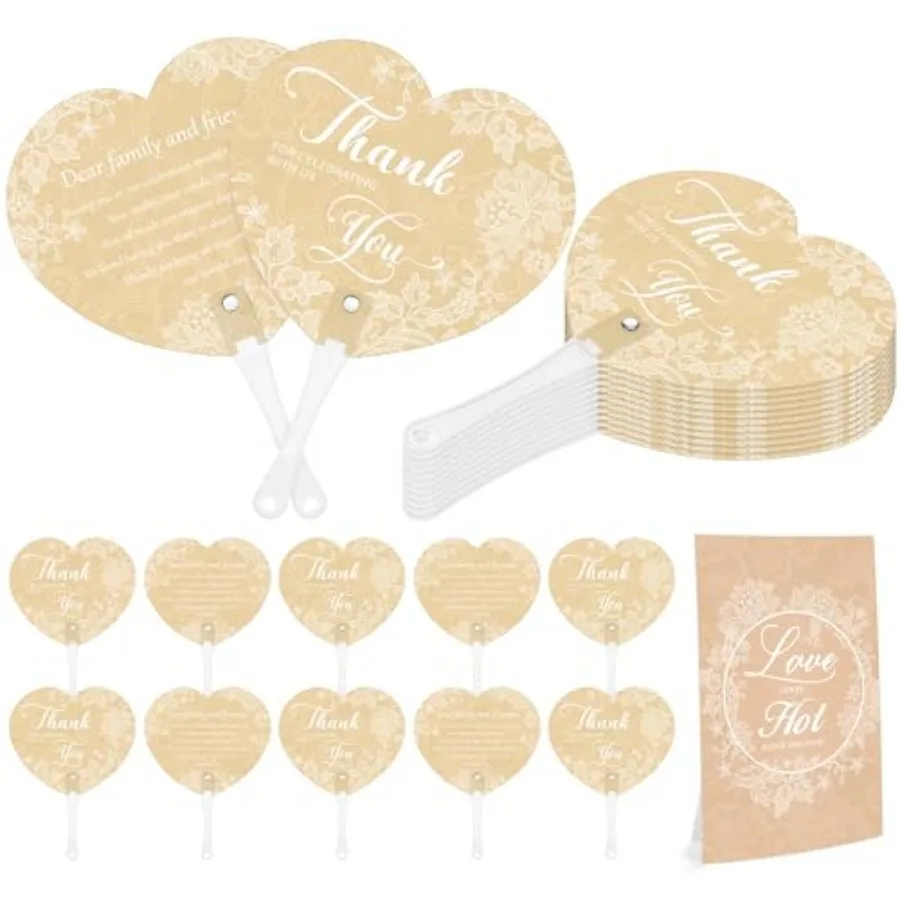 

Aneco 120 Pieces Wedding Hand Plastic Fans with Wedding Table Sign Handheld Plastic Fan with Handle for Guests Bulk Wedding Han
