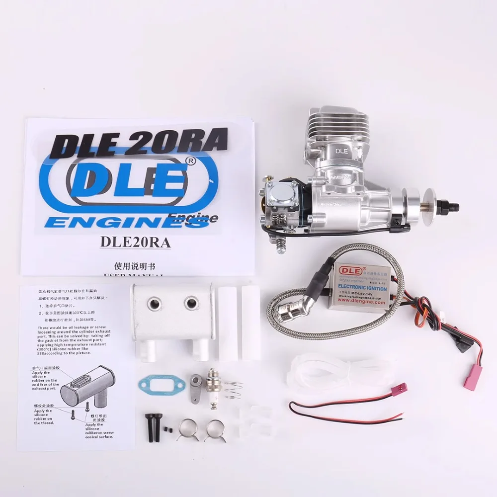 DLE20RA 20CC Engine Model Two-stroke Engine Model Airplane Engine with Carburetor Fixed-wing Model Aircraft Electric Toys