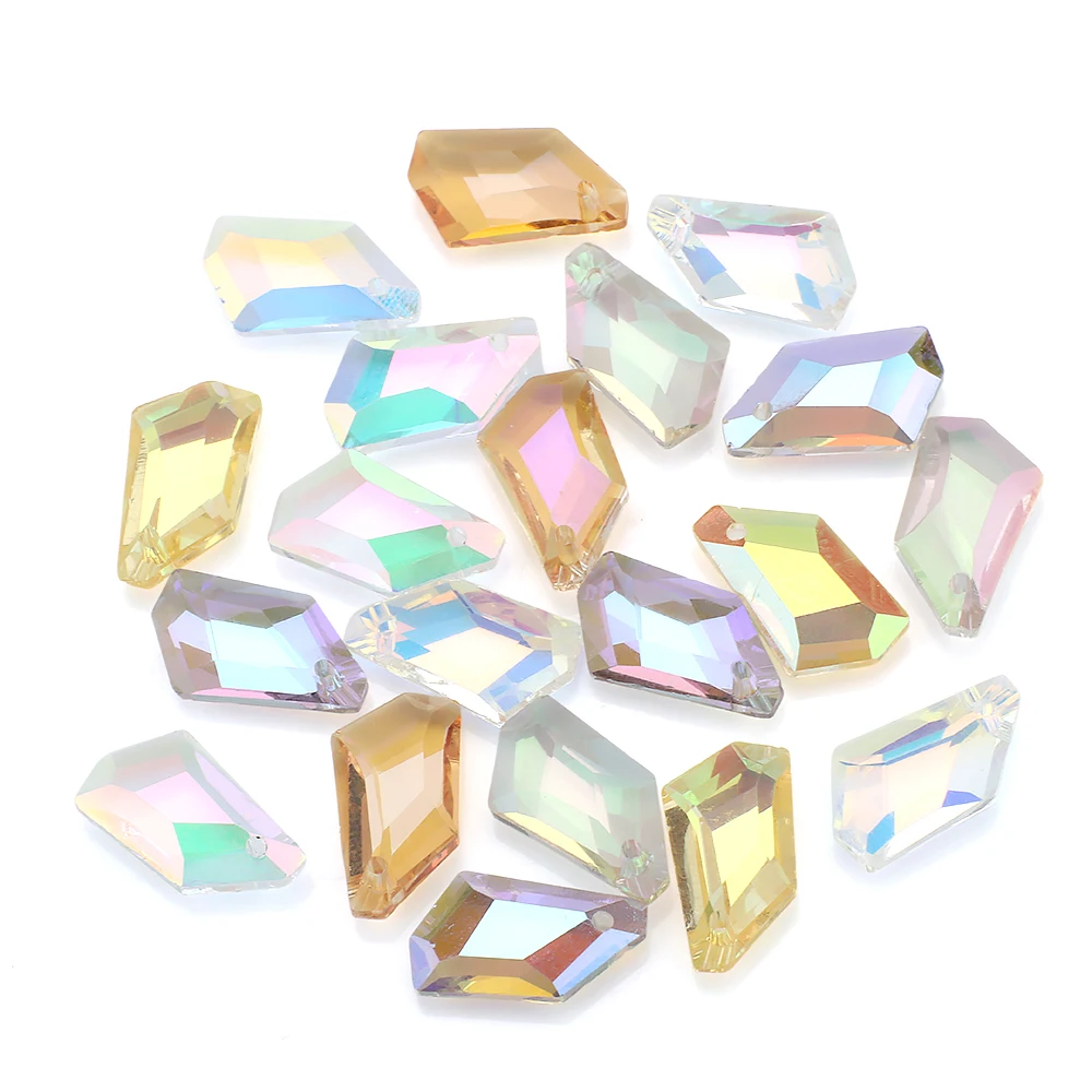 10 Pcs 9x17mm Crystal Glass Irregular Rhombic Loose Geometric Pendants Beads for Jewelry Making Earings Rhinestone Gem Charms