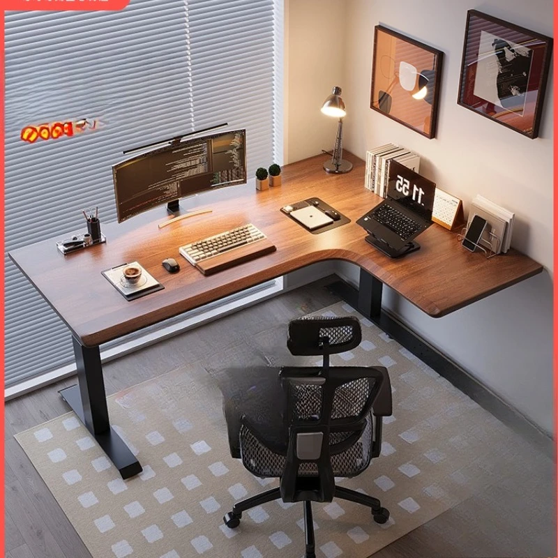 

Corner Electric Lifting Table Double Computer Bedroom Home Workbench L-Shaped OfficeCorner