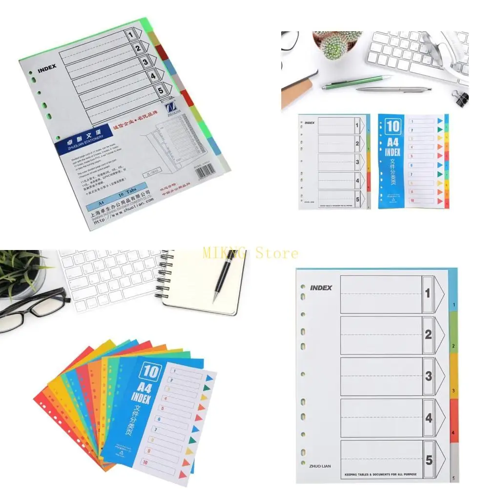 2x A 4 File Dividers Subject Dividers Colorful Index Dividers for Students best sale