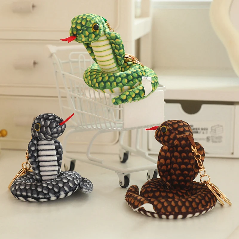 8cm Simulation Pan Mini Snake Plush Doll Pendant Reptile Brown Green Yellow Red Beautiful Pattern Snake Plush Doll Kids Gifts