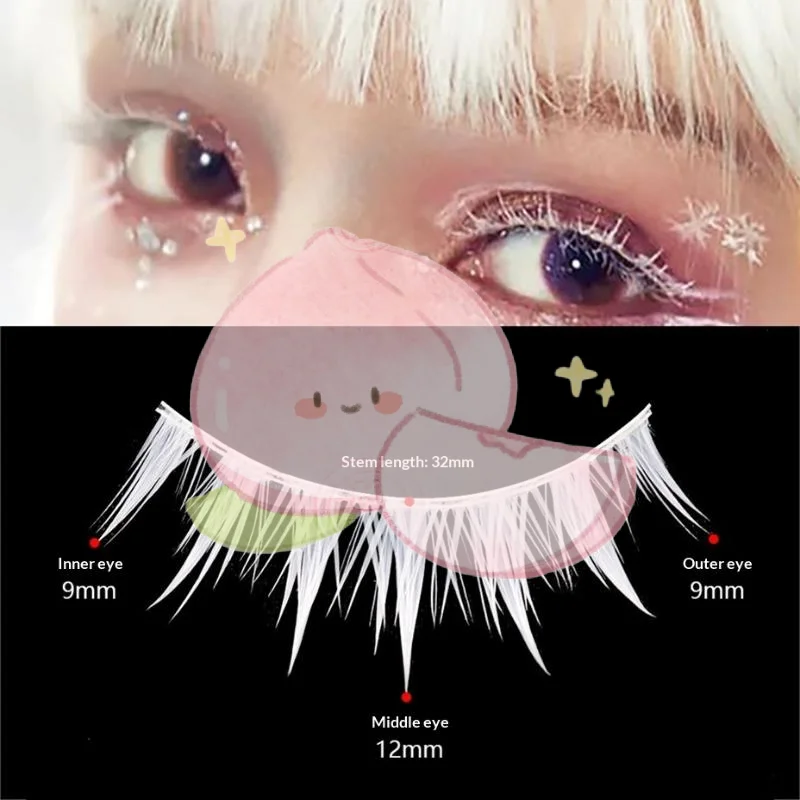 White Cross Strip 3Pairs Eyelashes for Natural Long Cosplay and Makeup Transformation