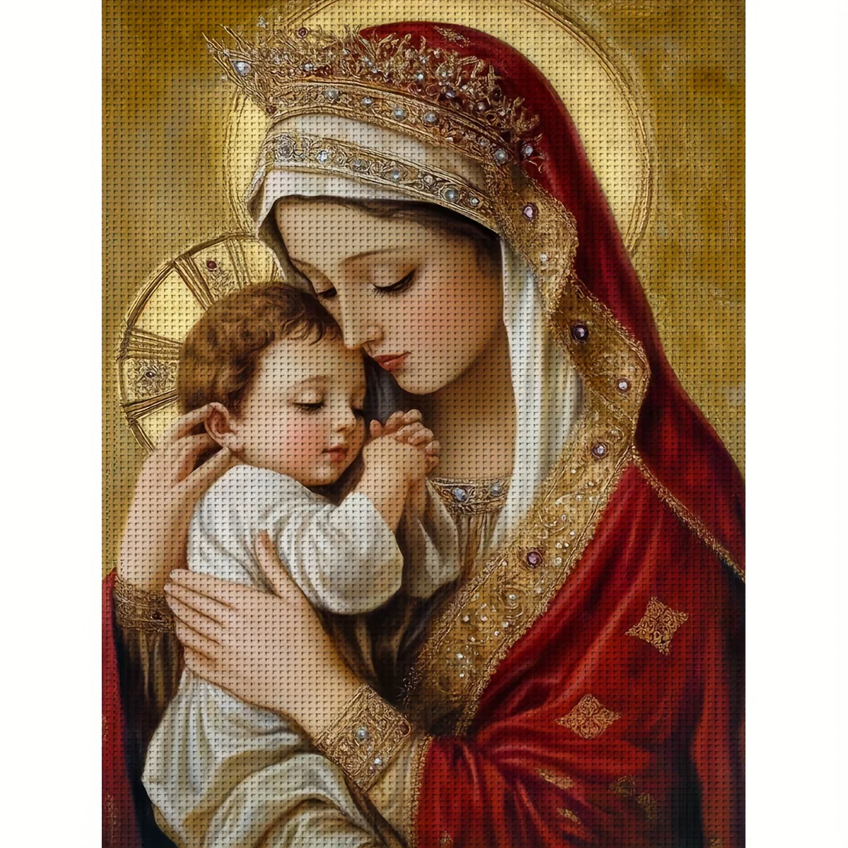 1PC36X46cm/14.17X18.11in,11CT Print Cross Stitch DIY Kit, Holy Tenderness, Adult Beginner's Relaxed Cross Stitch Stitch