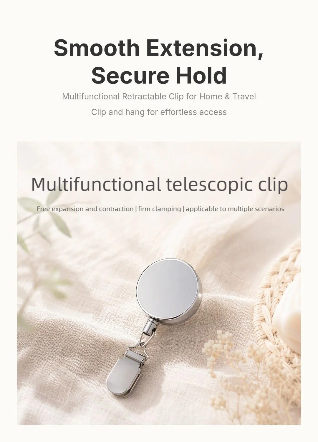 Telescopic Towel Clip Automatic Rebound Retractable Hook Punch‑Free Set With Monstera Alocasia Leaf Hand Towel