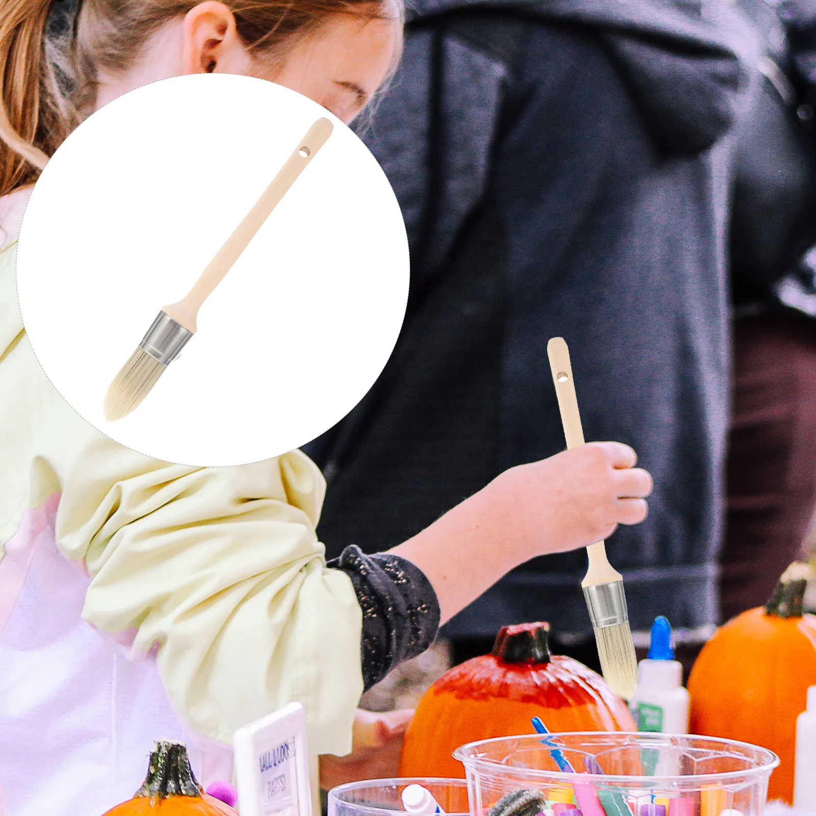 木製ハンドル付きトリムペイントブラシ、丸頭エッジペイントツール、壁、家具、ホームインプローブメント、小さなコーナーペイントエッジャー用