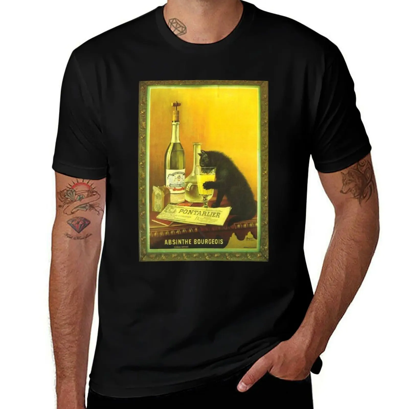 

Футболка Cat Absinthe Drinking Alcohol, мужская футболка, тяжелые хлопковые футболки для мужчин, хлопковая мужская футболка, футболка с рисунком