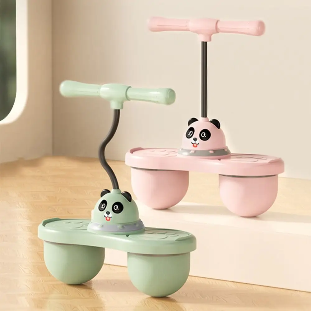 Panda dos desenhos animados saltando bola brinquedos bola dupla anti-deslizamento bola saltitante durável com alça elástica equilíbrio bola brinquedos crescer mais alto