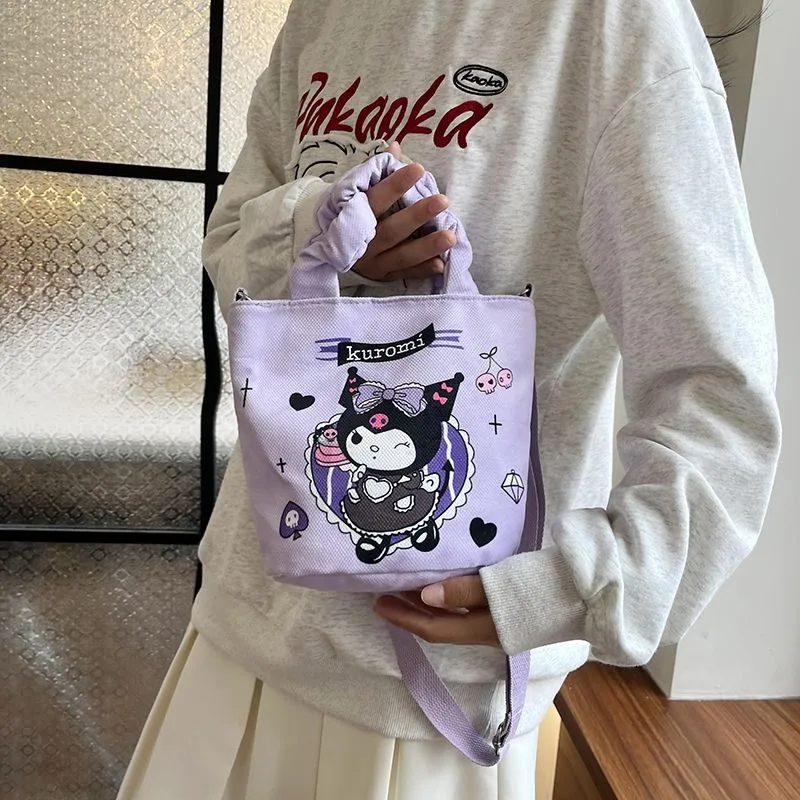 بلدي ميلودي أنيمي Kawaii سانريو Ins موضة الأطفال حقيبة كروسبودي لطيف الكرتون دلو حقيبة قماش قنب هدايا كورومي للفتيات الفتيان