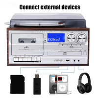 3 Speed Turntable Player AM FM Radio Bluetooth USB Cassette CD Gramophone Vinyl Records Player With External Speakers