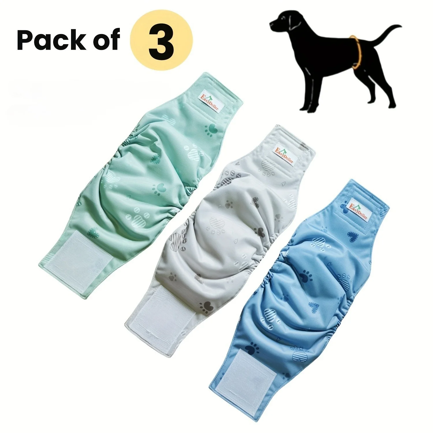 3 pcs Male Dog Cloth Diaper, Reusable Dog Pee Pants, Washable Cloth Pet Belly Wrap, Puppy Dog Underwear, Eco-friendly Pet Care D